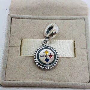 🧜🏾‍♀️🎀Pandora Pittsburgh Steelers Exclusive Football team Dangle Charm, S925